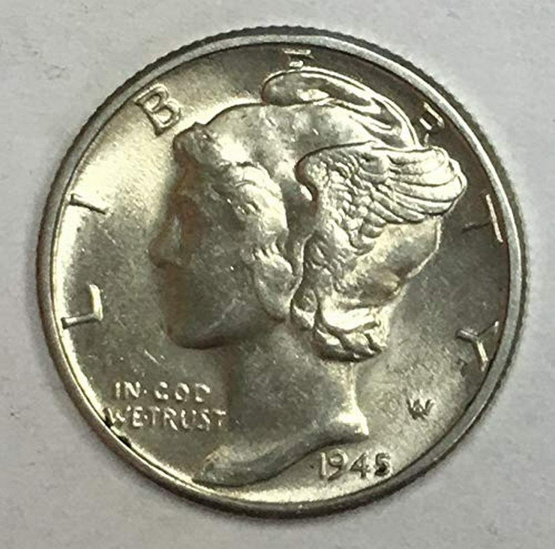 1945 P Mercury Dime 90% Silver 10c BU (1 of 1)
