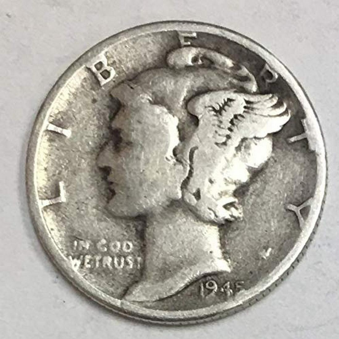 1945 P Mercury Dime 90% Silver 10c Average Circulated (1 of 1)