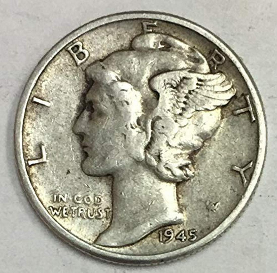 1945 P Mercury Dime 90% Silver 10c Fine (1 of 1)
