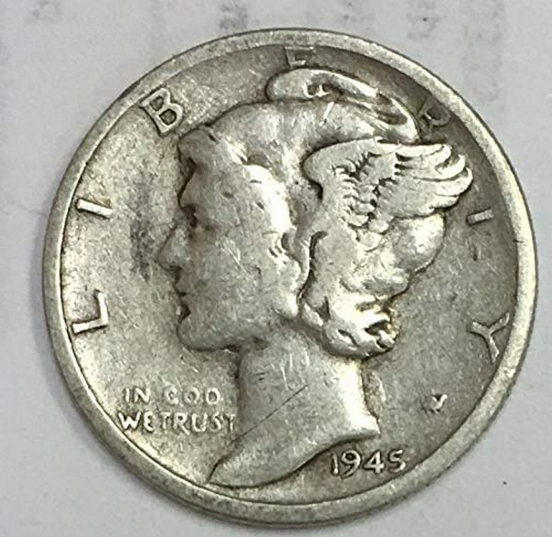 1945 S Mercury Dime 90% Silver 10c Average Circulated (1 of 1)