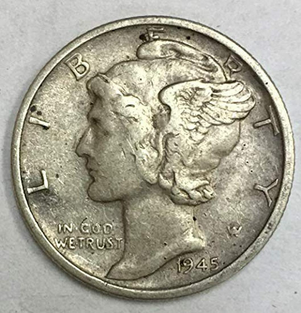 1945 S Mercury Dime 90% Silver 10c Fine (1 of 1)