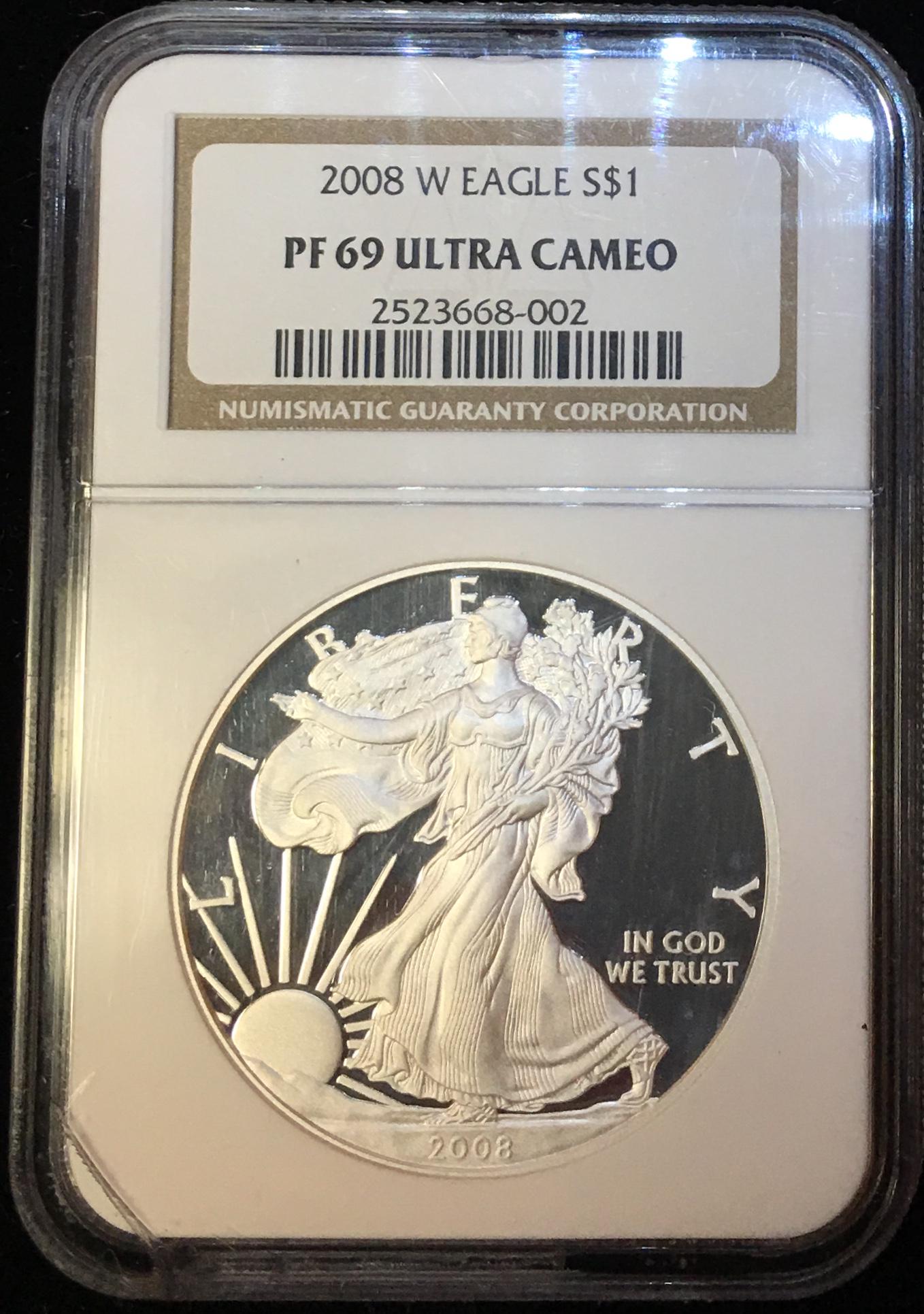 2008-W $1 Proof American Silver Eagle NGC PF69 Ultra (1 of 2)