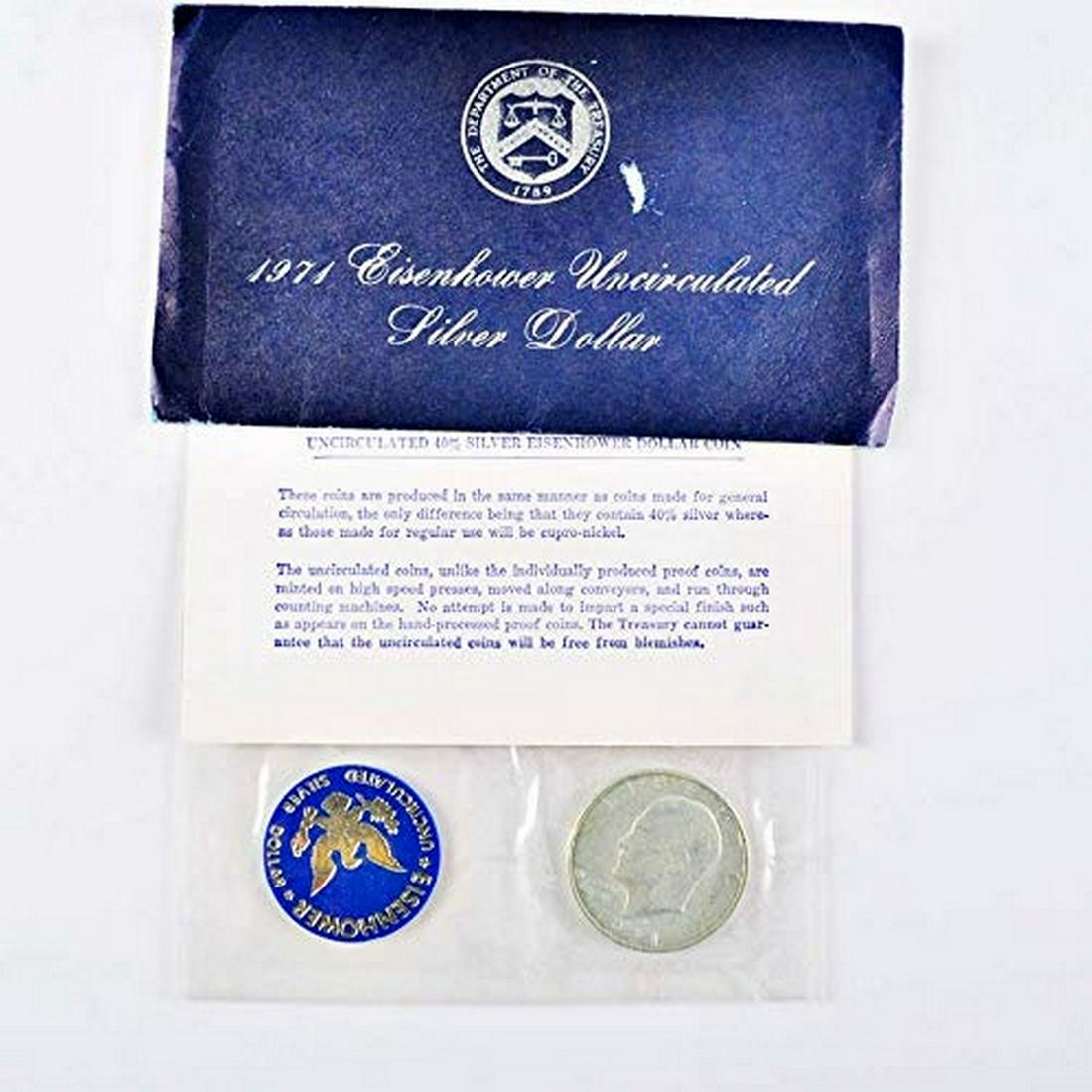 1971-S $1 Eisenhower "Blue Ike" 40% Silver Dollar in (1 of 4)
