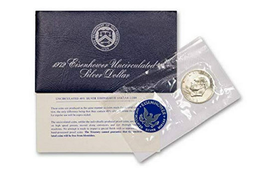 1972-S $1 Eisenhower "Blue Ike" 40% Silver Dollar in (1 of 2)