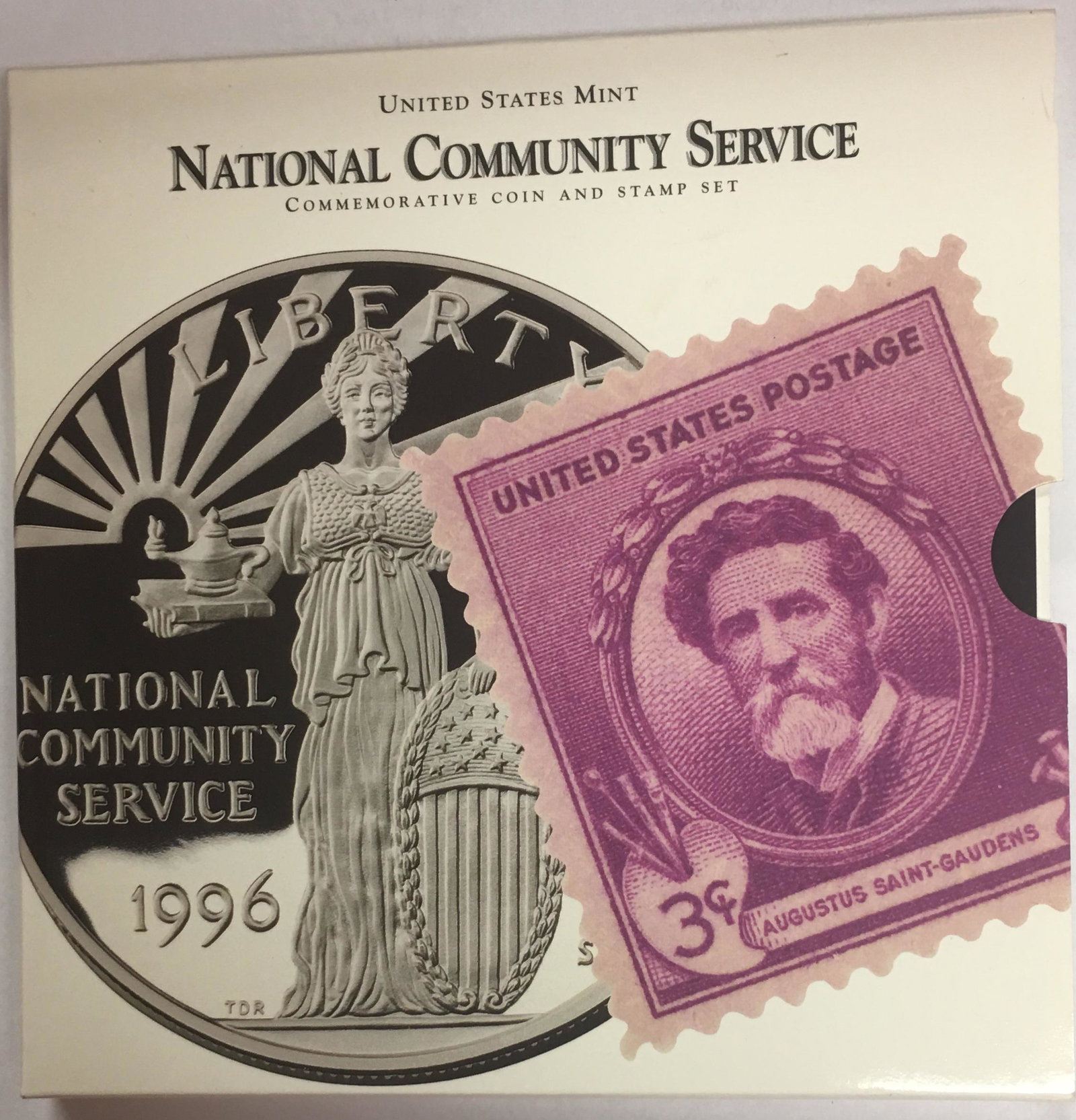 1996-S National Community Service Commemorative Coin: 1996 National Community Service Commemorative Coin and Stamp Set