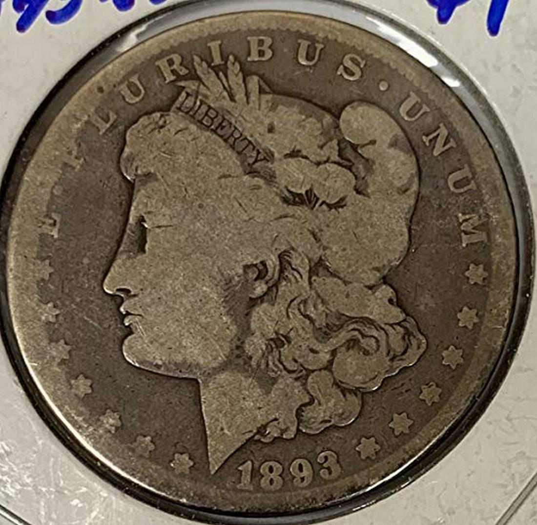 1893 CC Morgan Silver Dollar Average Circulated $1 G-VG (1 of 1)