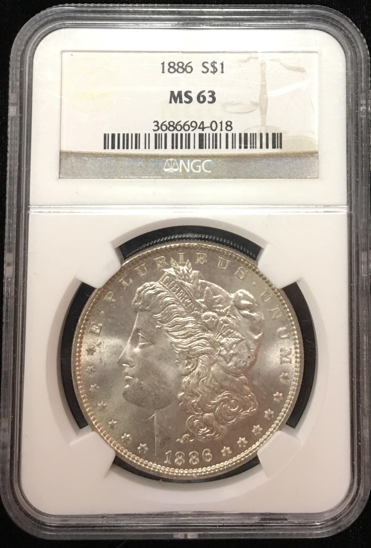 1886-P $1 Morgan Silver Dollar NGC MS63 Original Luster (1 of 2)