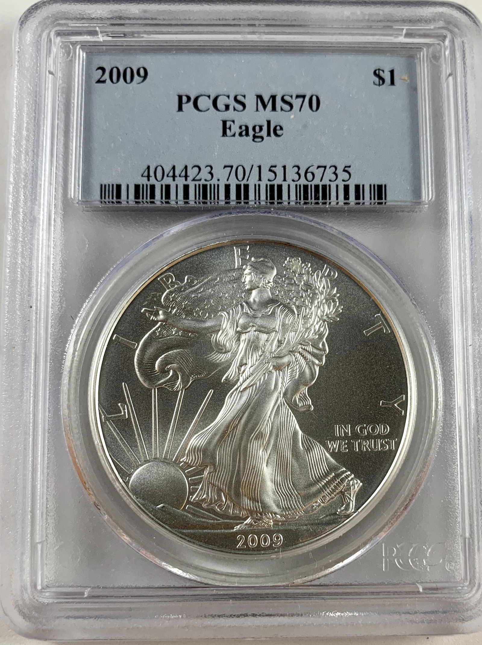 2009 $1 American Silver Eagle PCGS MS70 Blue Label (1 of 2)