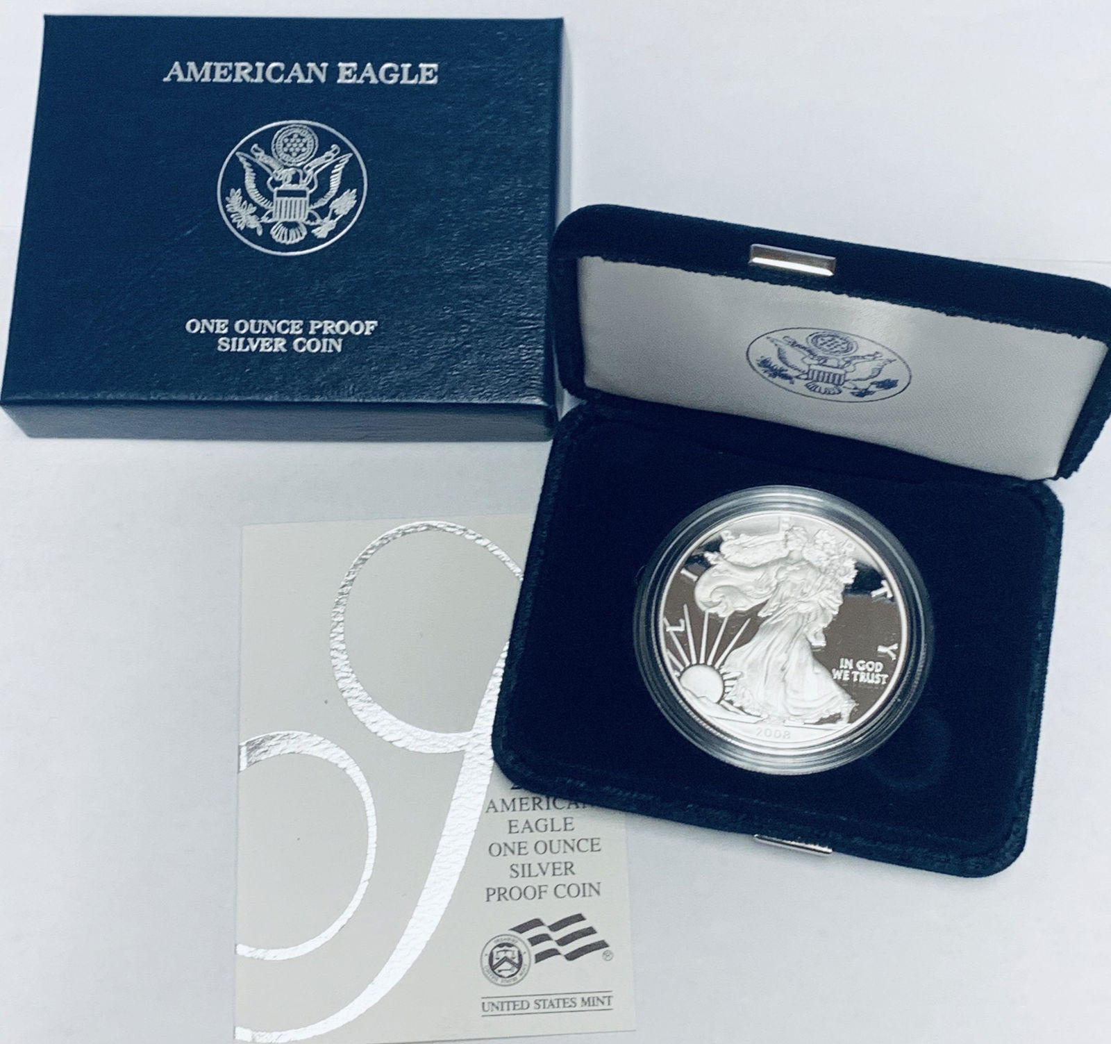 2008-W $1 Proof American Silver Eagle 1 oz ASE in OGP & (1 of 4)