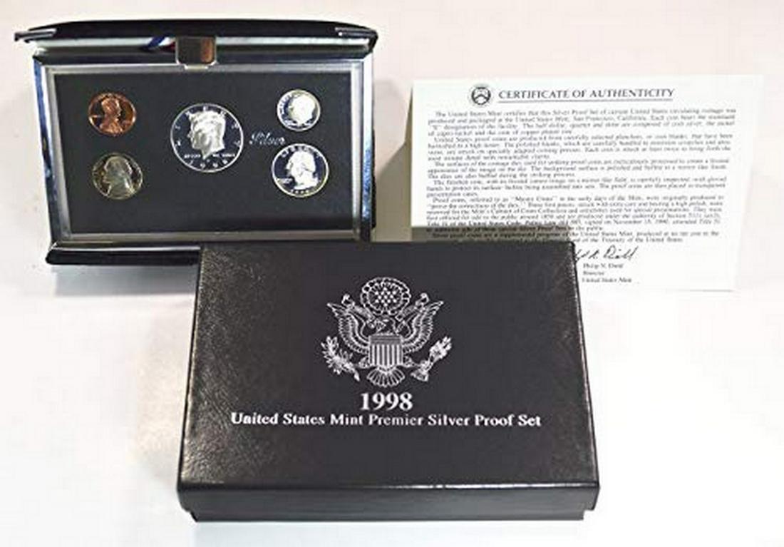 1998-S Premier Silver Proof Set in OGP & COA: 1998-S Premier Silver Proof Set in Original Government Packaging - Proof