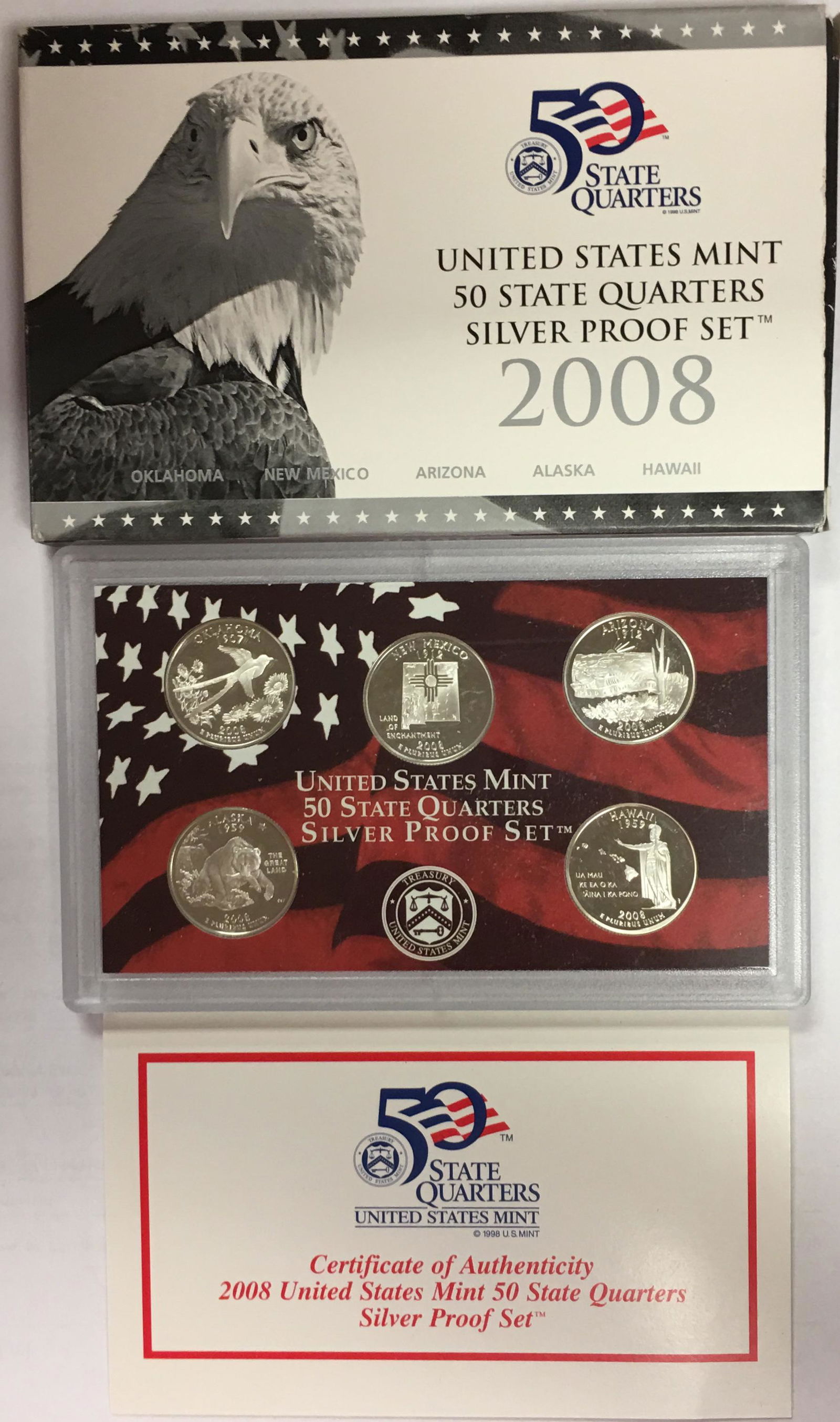 2008-S US Mint Silver State Quarter Proof Set in OGP & (1 of 3)