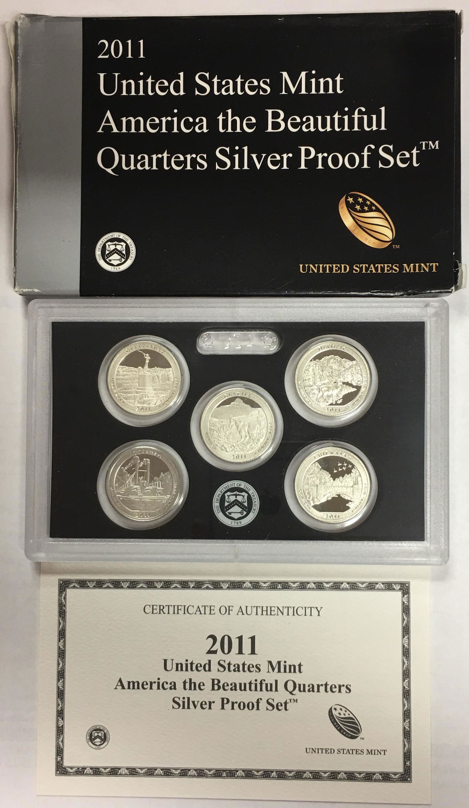 2011-S America the Beautiful Silver Quarters Proof Set (1 of 3)