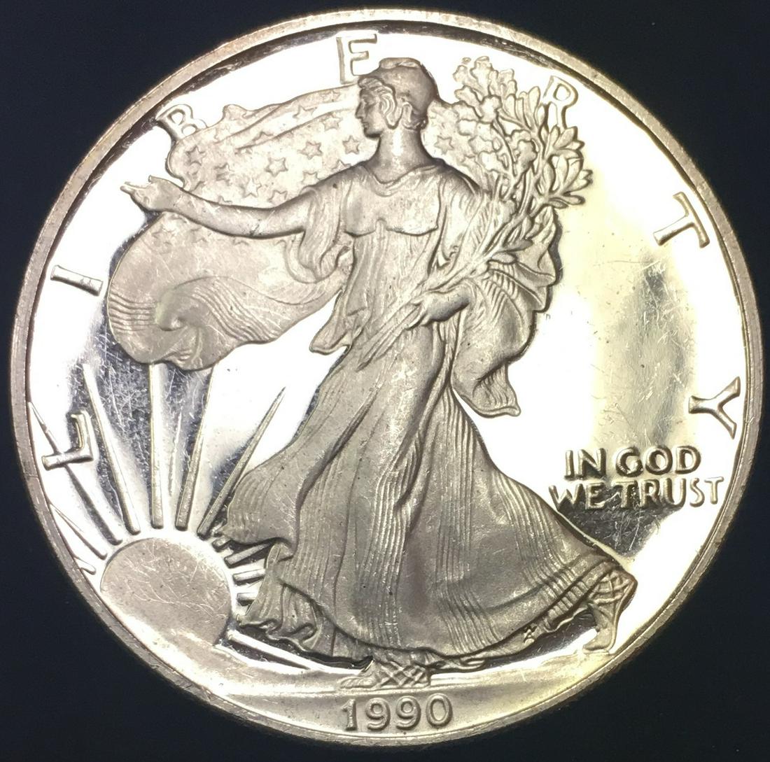 1990-S $1 Proof American Silver Eagle 1 oz Fine Silver (1 of 2)