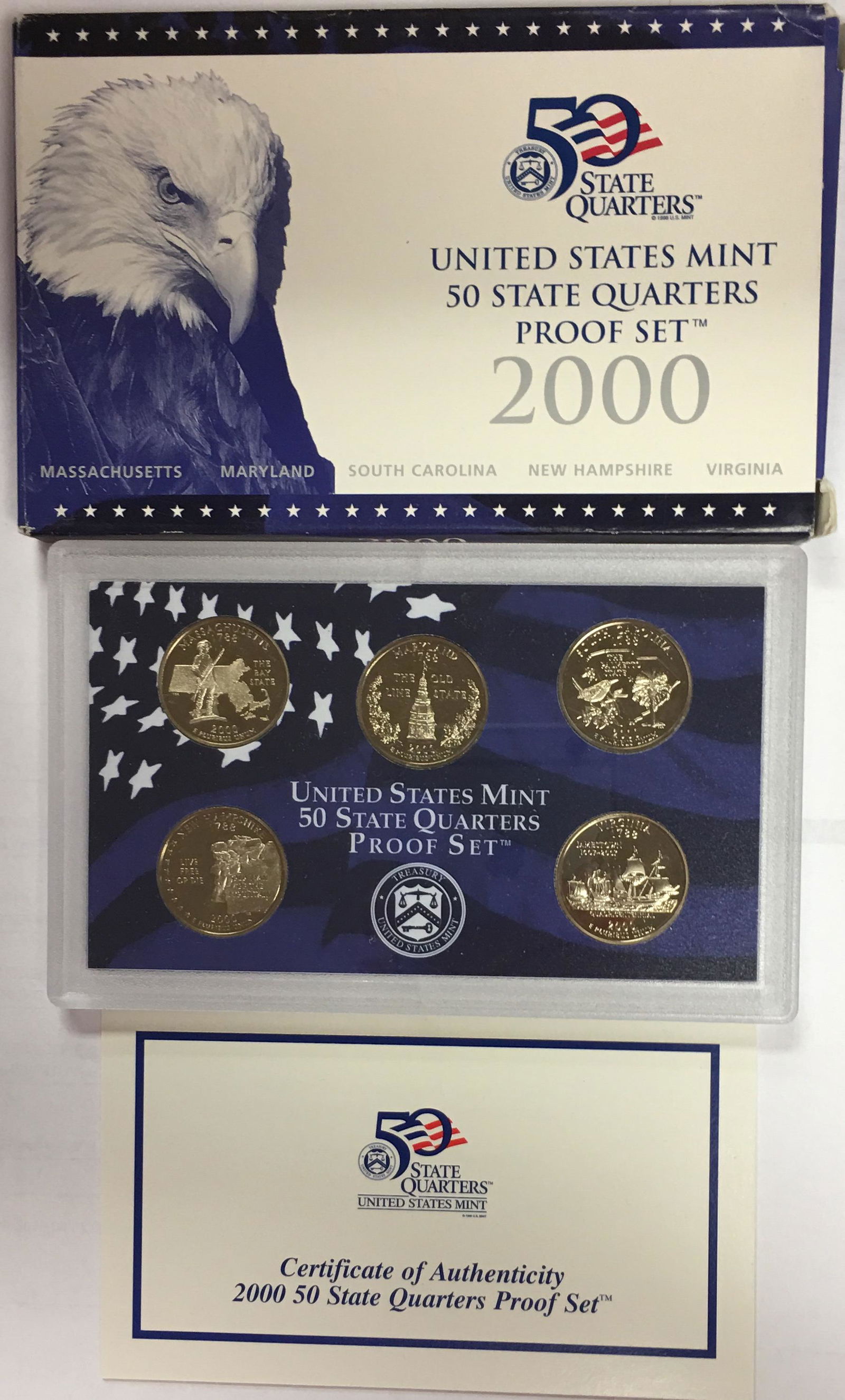 2000-S US Mint Quarter Proof Set in OGP & COA (1 of 3)