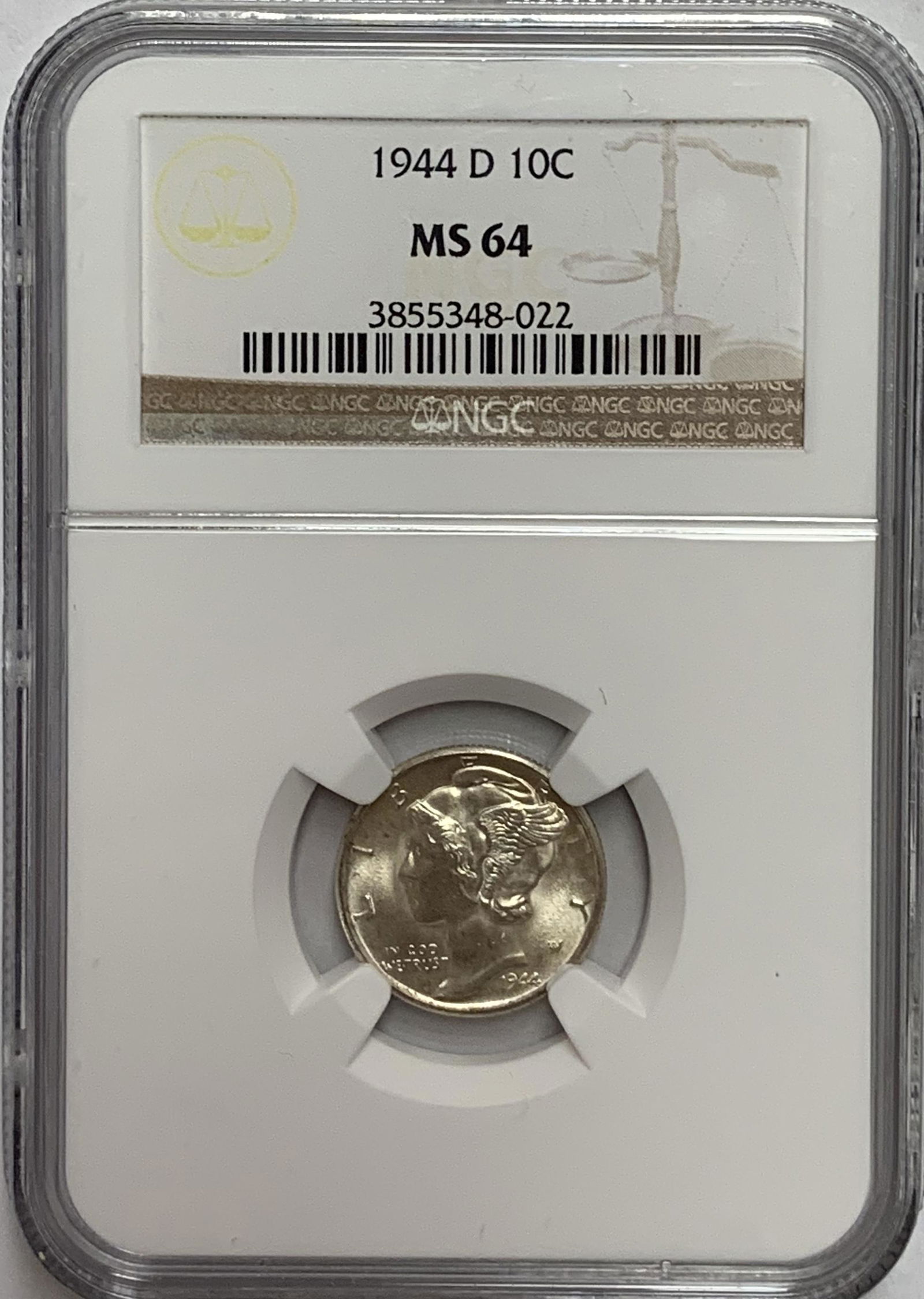 1944-D 10c Mercury Silver Dime NGC MS64 (Full Bands) (1 of 4)