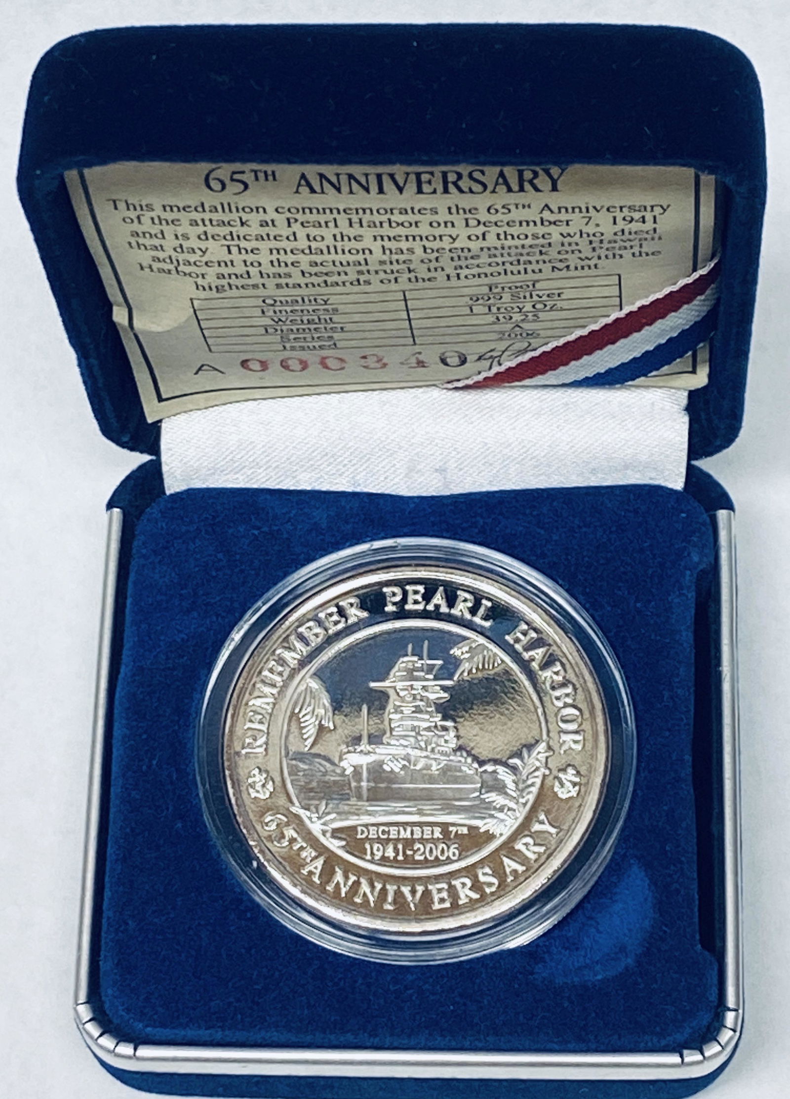 PEARL HARBOR 銀貨　65th anniversary 2006 2006 Remember Pearl Harbor 65th Anniversary 1 Oz .999