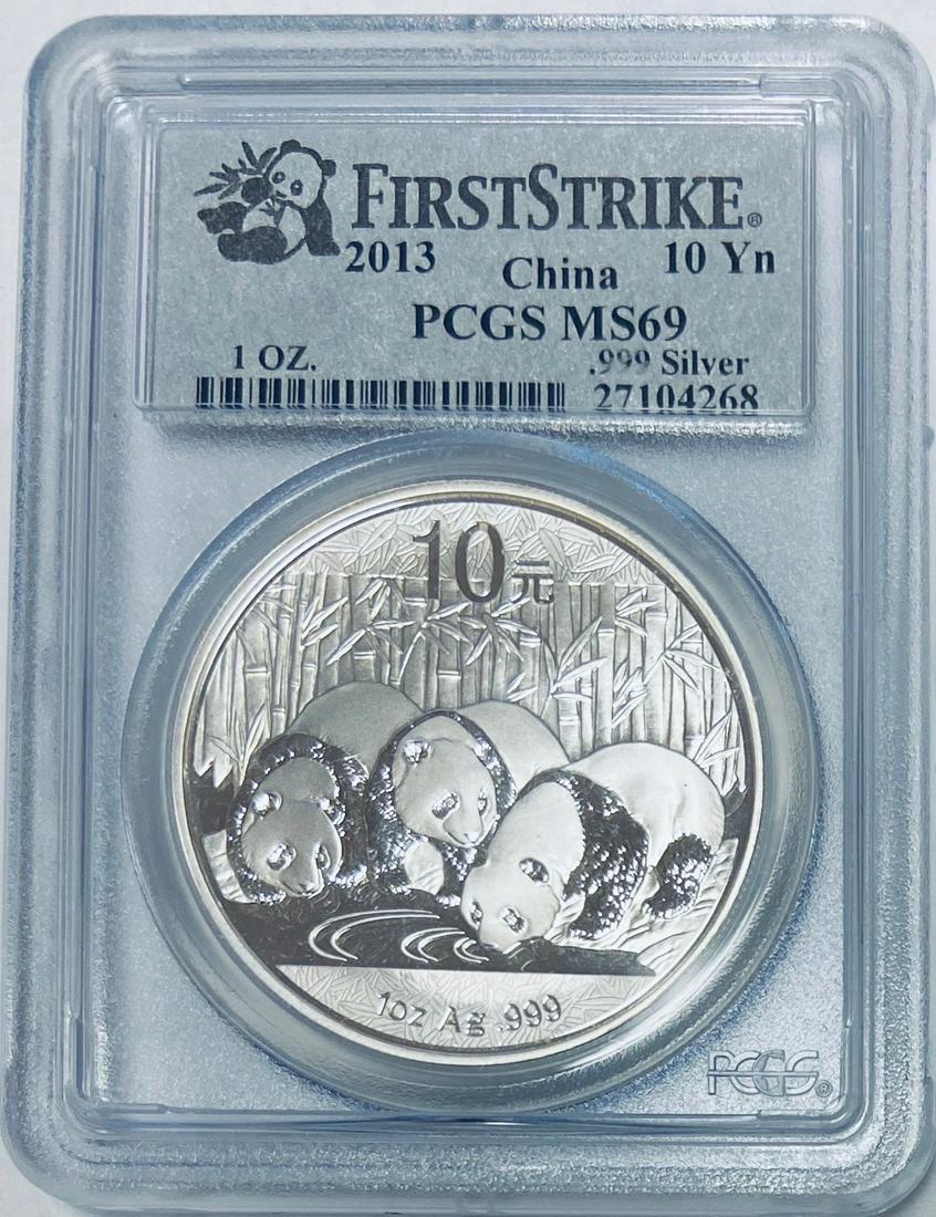 2013 China 10 Yuan 1 oz Silver Panda PCGS MS69 First (1 of 4)
