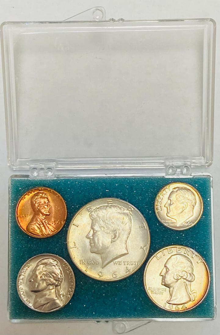 1964 Birth Year Silver Set of 5 US Coins - 90% Silver (1 of 6)