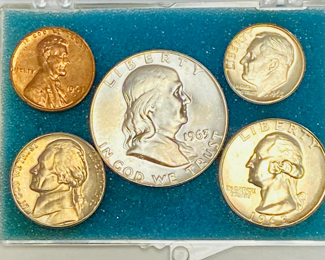 1963 Birth Year Silver Set of 5 US Coins - 90% Silver (1 of 5)