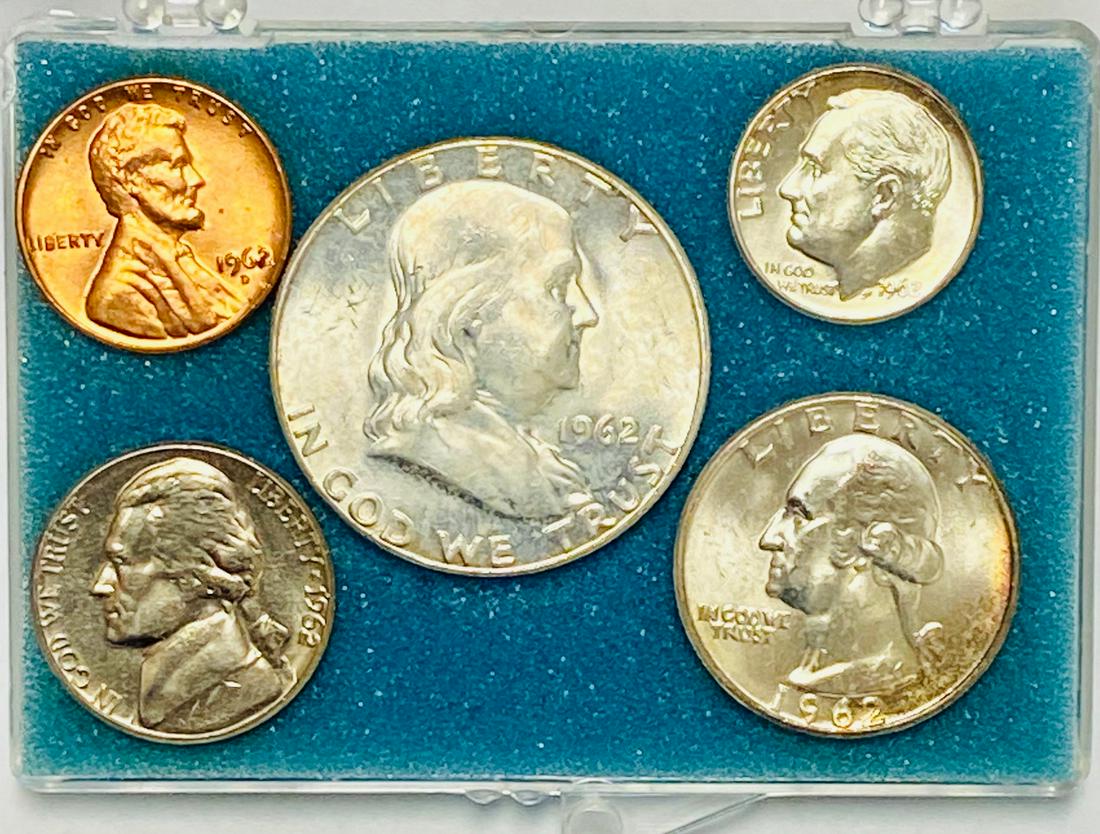 1962 Birth Year Silver Set of 5 US Coins - 90% Silver (1 of 4)