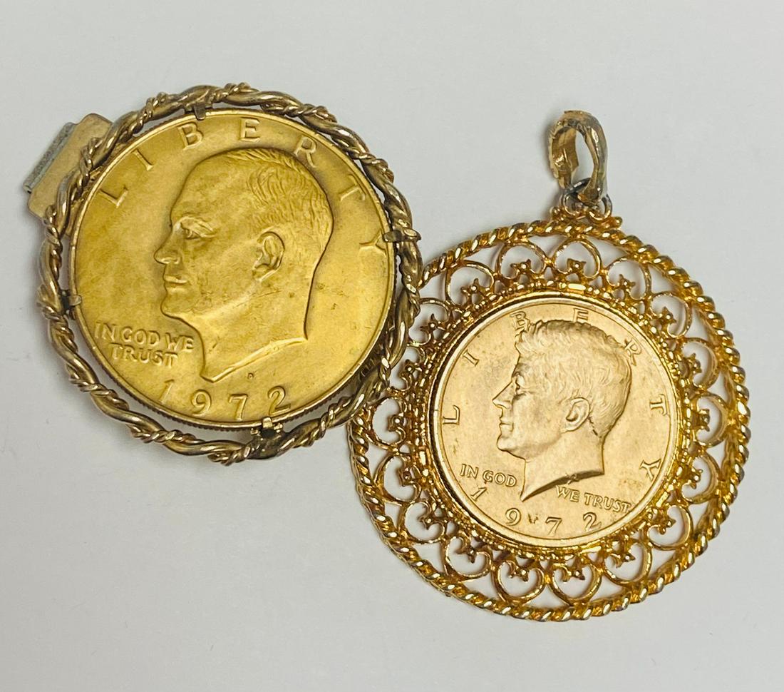 1972 Set of 2 Lots - Eisenhower Dollar Money Clip and (1 of 2)