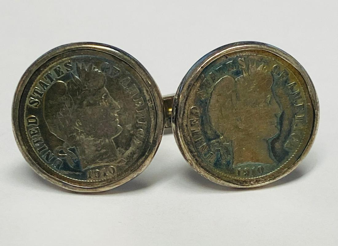 1910 Barber Silver Dime Cufflinks (1 of 7)