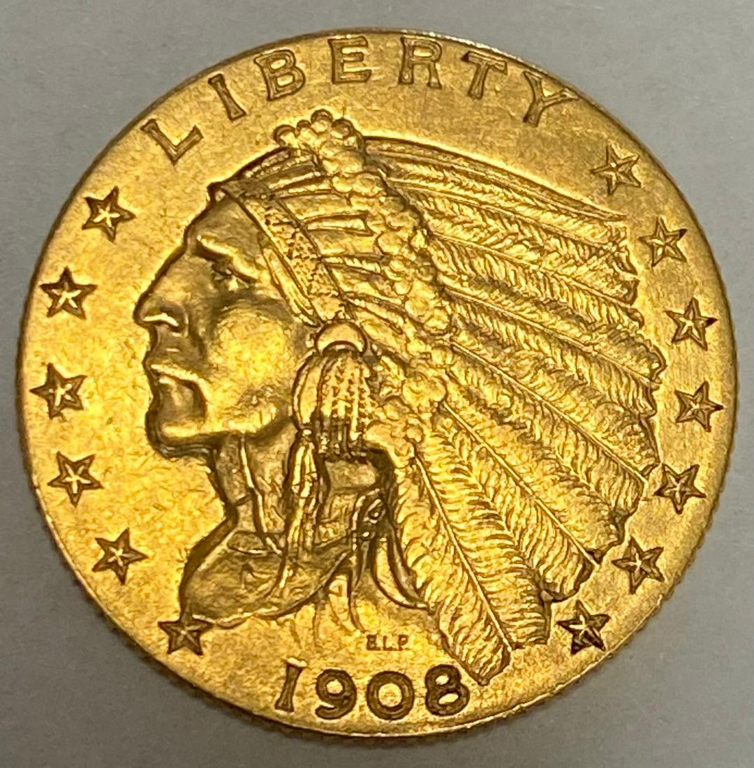 1908-P $2.5 Gold Indian Head Quarter Eagle XF/AU (1 of 2)
