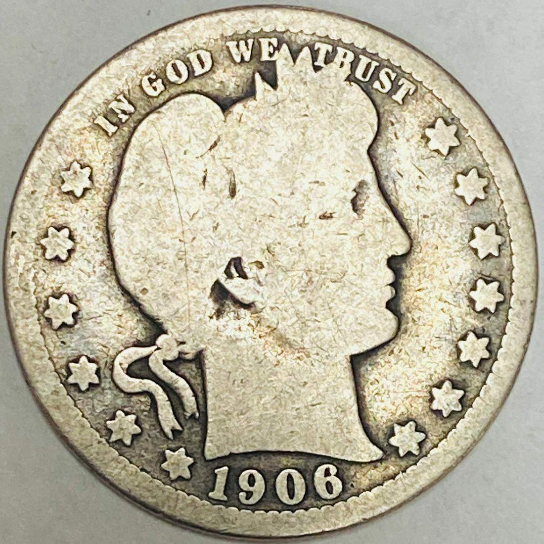 1906-P 25c Silver Barber Quarter G-VG (1 of 2)