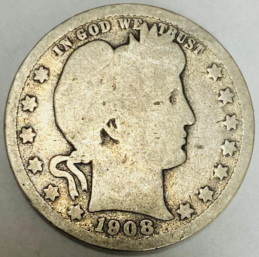 1908-O 25c Silver Barber Quarter G-VG (1 of 2)