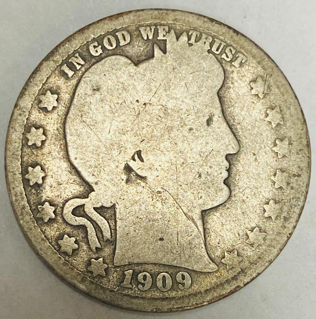 1909-P 25c Silver Barber Quarter G-VG (1 of 2)