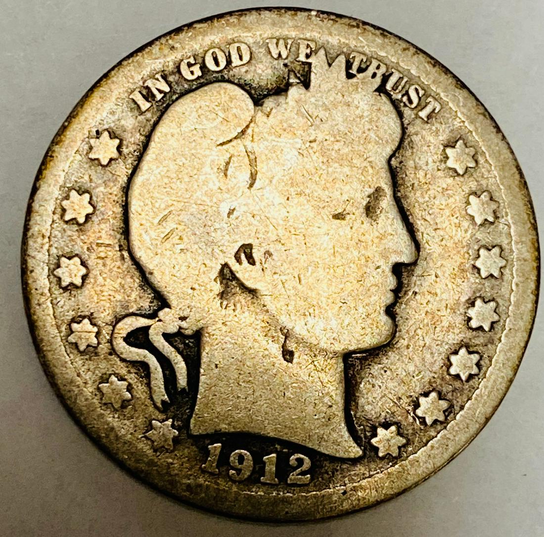 1912-P 25c Silver Barber Quarter G-VG (1 of 2)