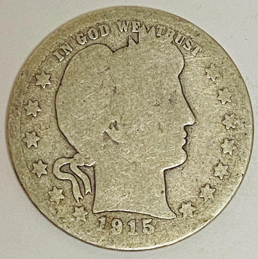 1915-D 25c Silver Barber Quarter G-VG (1 of 2)