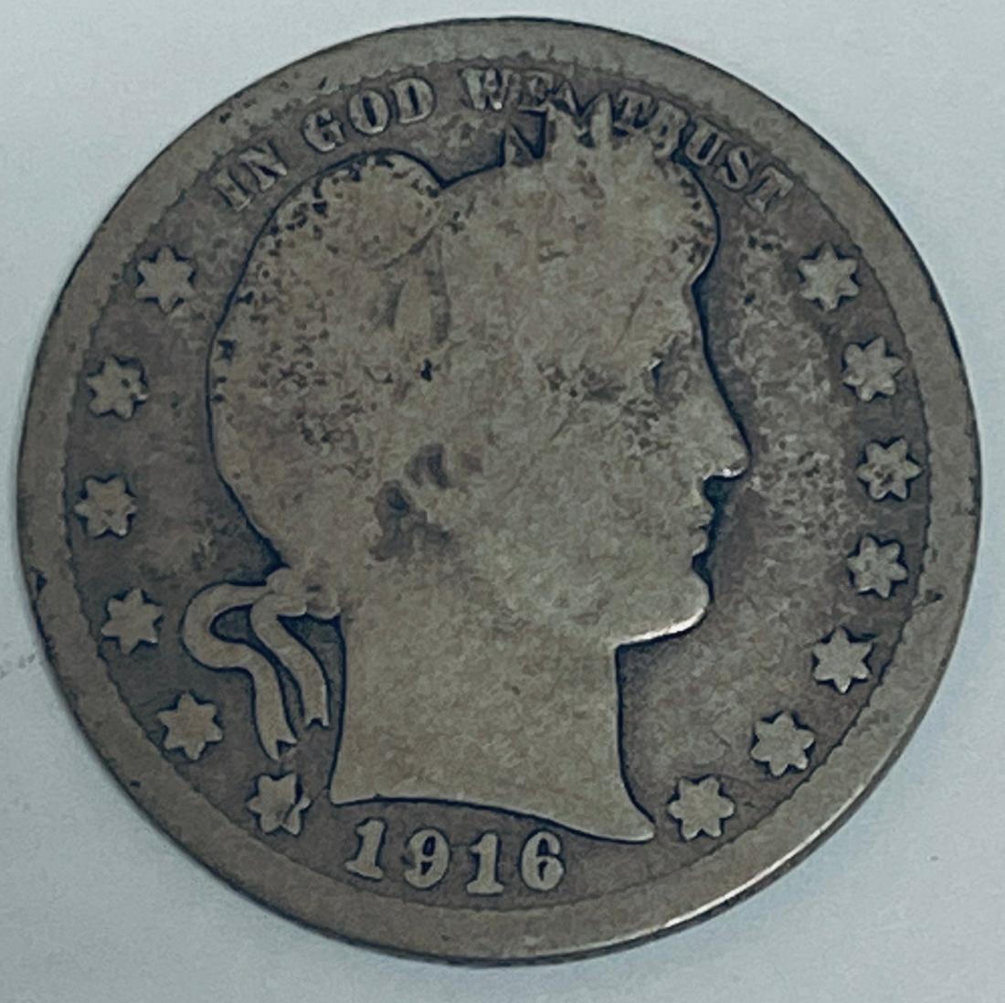 1916-D 25c Silver Barber Quarter G-VG (1 of 2)
