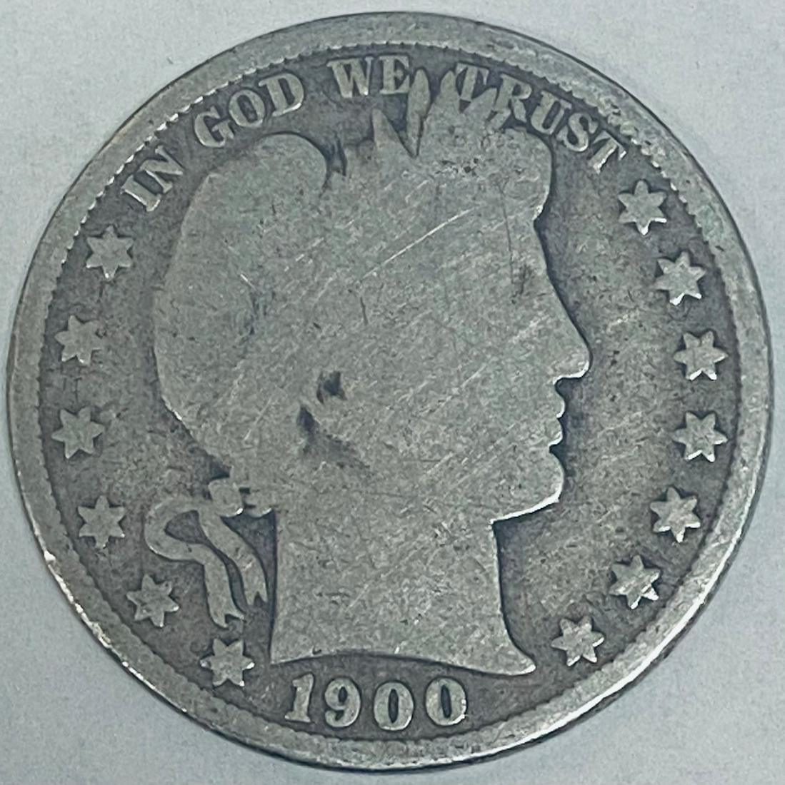 1900-P 50c Barber Silver Half Dollar G-VG (1 of 2)