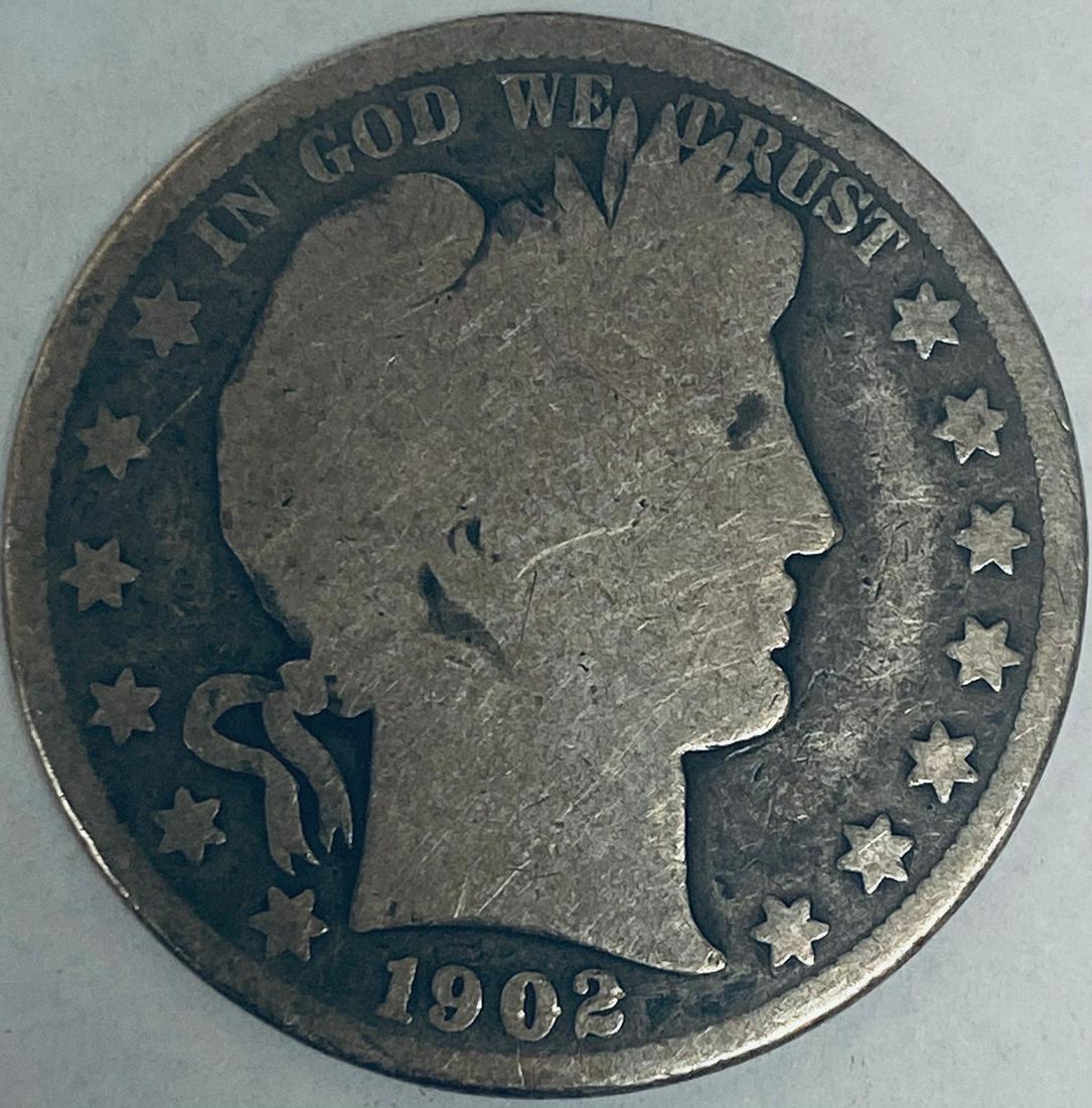 1902-P 50c Barber Silver Half Dollar G-VG (1 of 2)