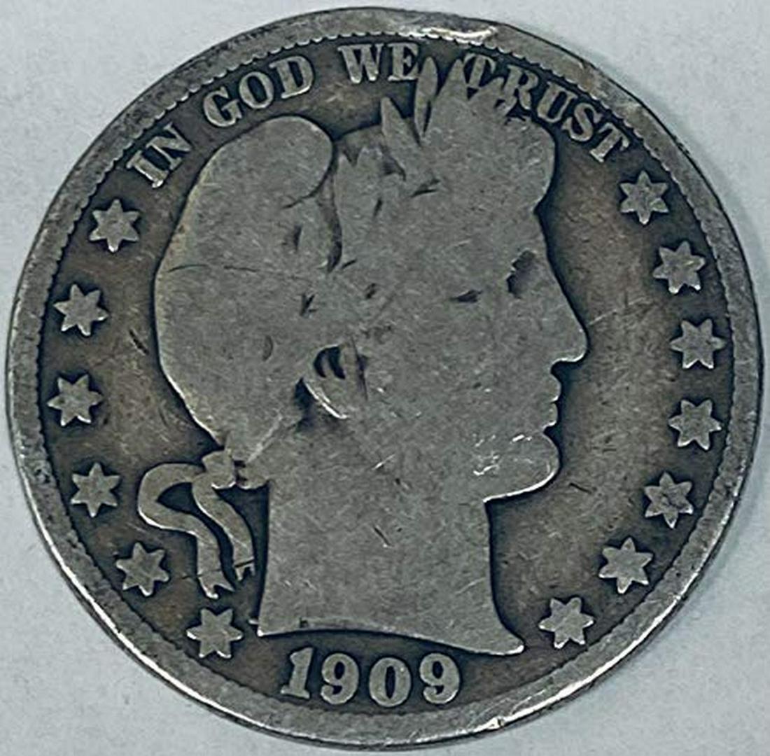 1909 P Silver Barber Half Dollar 50c G-VG (1 of 1)