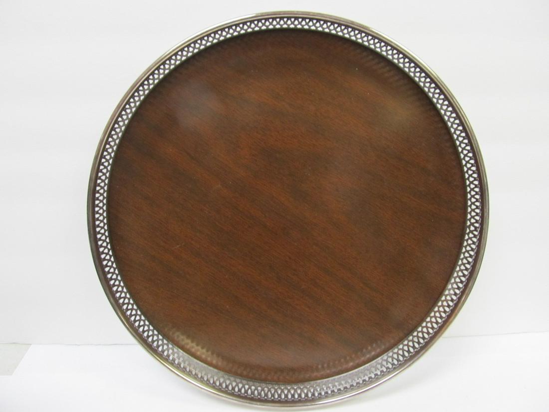 CRESCENT FORMICA CIRCULAR SERVING TRAY WOOD APPEARANCE (1 of 5)