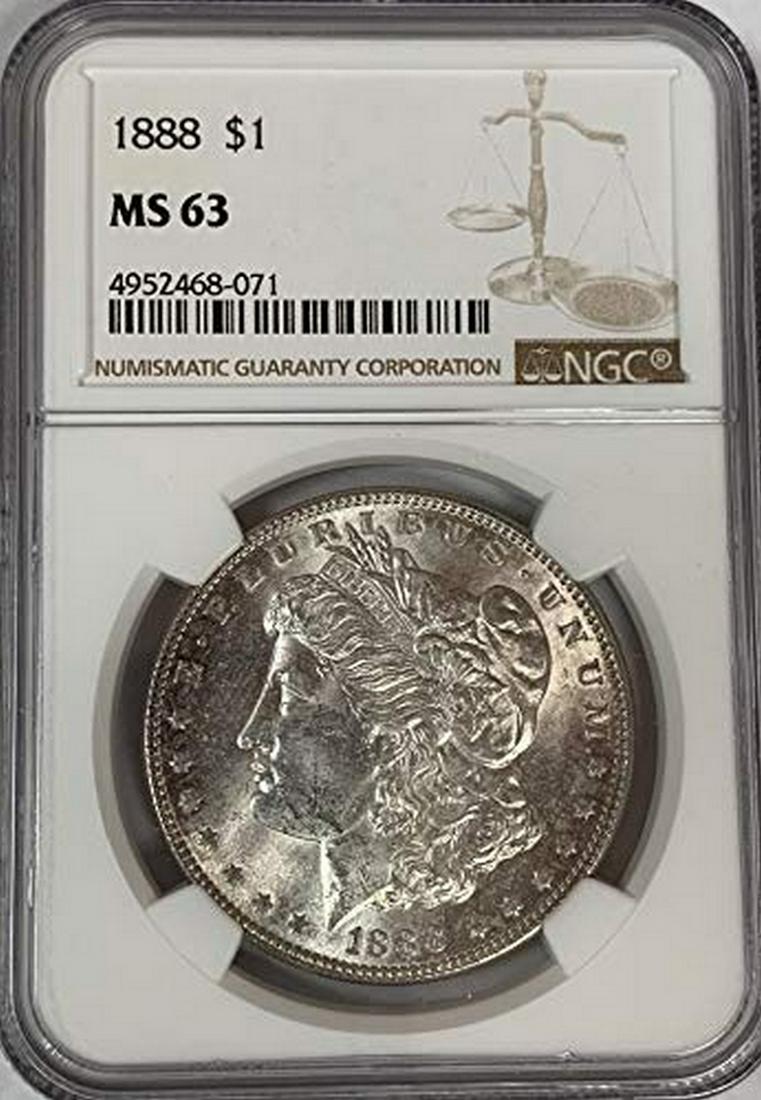 1888-P $1 Morgan Silver  Dollar NGC MS63 (1 of 4)
