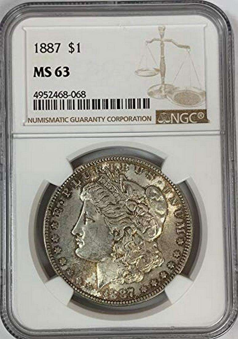 1887-P $1 Morgan Silver  Dollar NGC MS63 (1 of 4)
