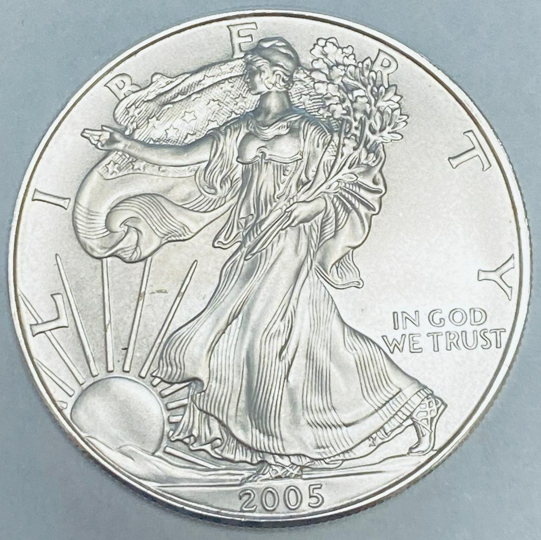 2005 $1 American Silver Eagle 1oz .999 Fine Silver BU (1 of 2)