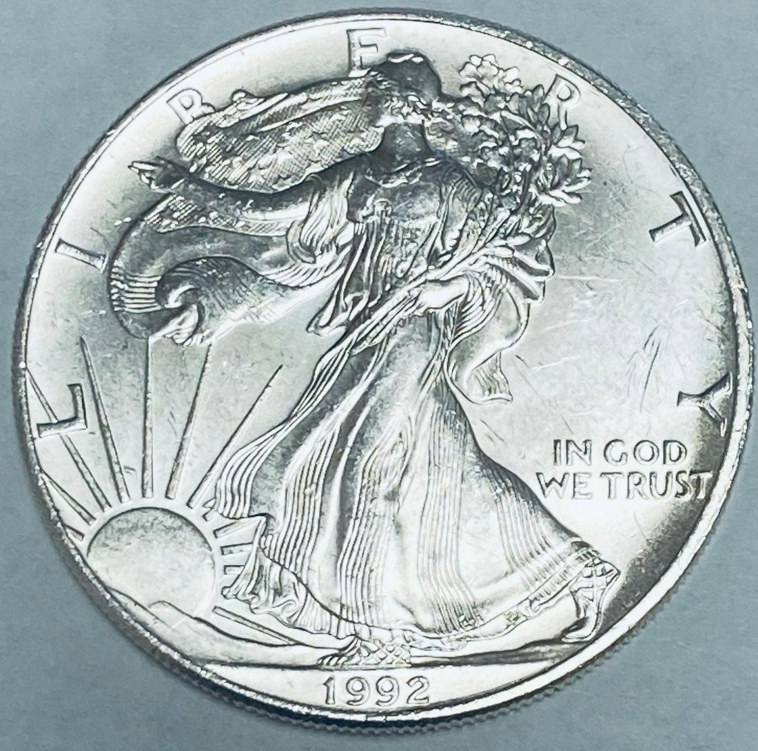 1992 $1 American Silver Eagle 1oz Fine Silver (1 of 2)