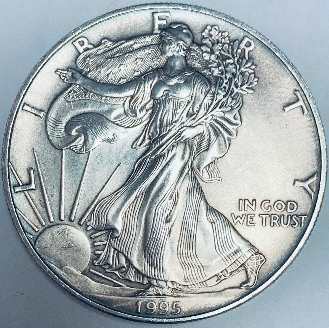 1995 $1 American Silver Eagle 1oz Fine Silver (1 of 4)