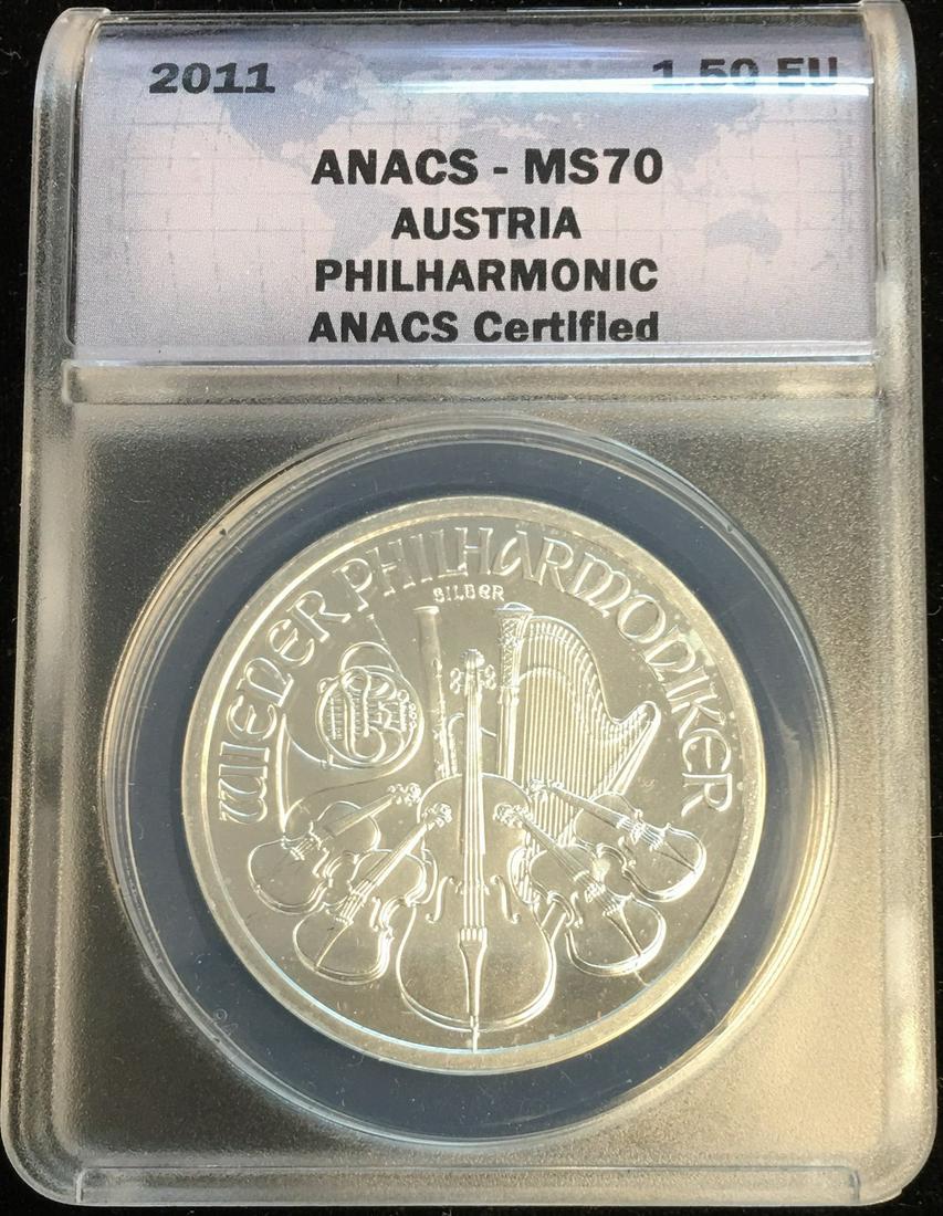 2011 1.50 Euro Austria Philharmonic 1 oz Silver ANACS (1 of 2)