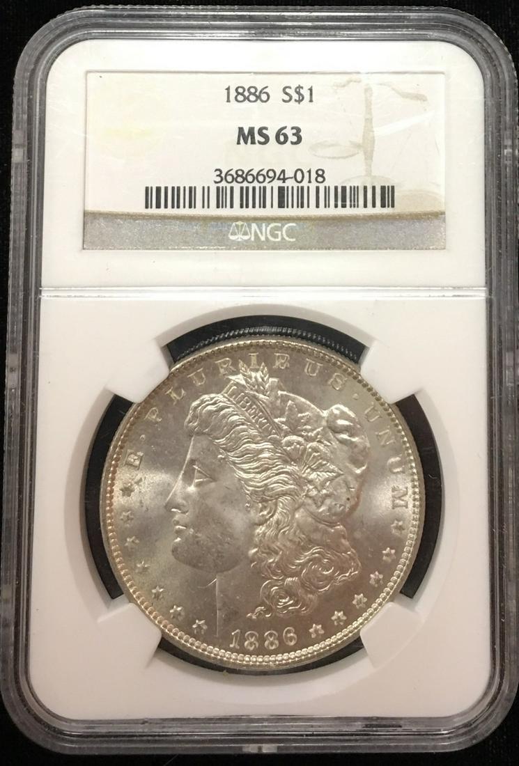 1886-P $1 Morgan Silver Dollar NGC MS63 Original Luster (1 of 2)