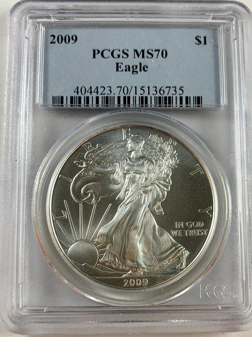 2009 $1 American Silver Eagle PCGS MS70 Blue Label (1 of 2)
