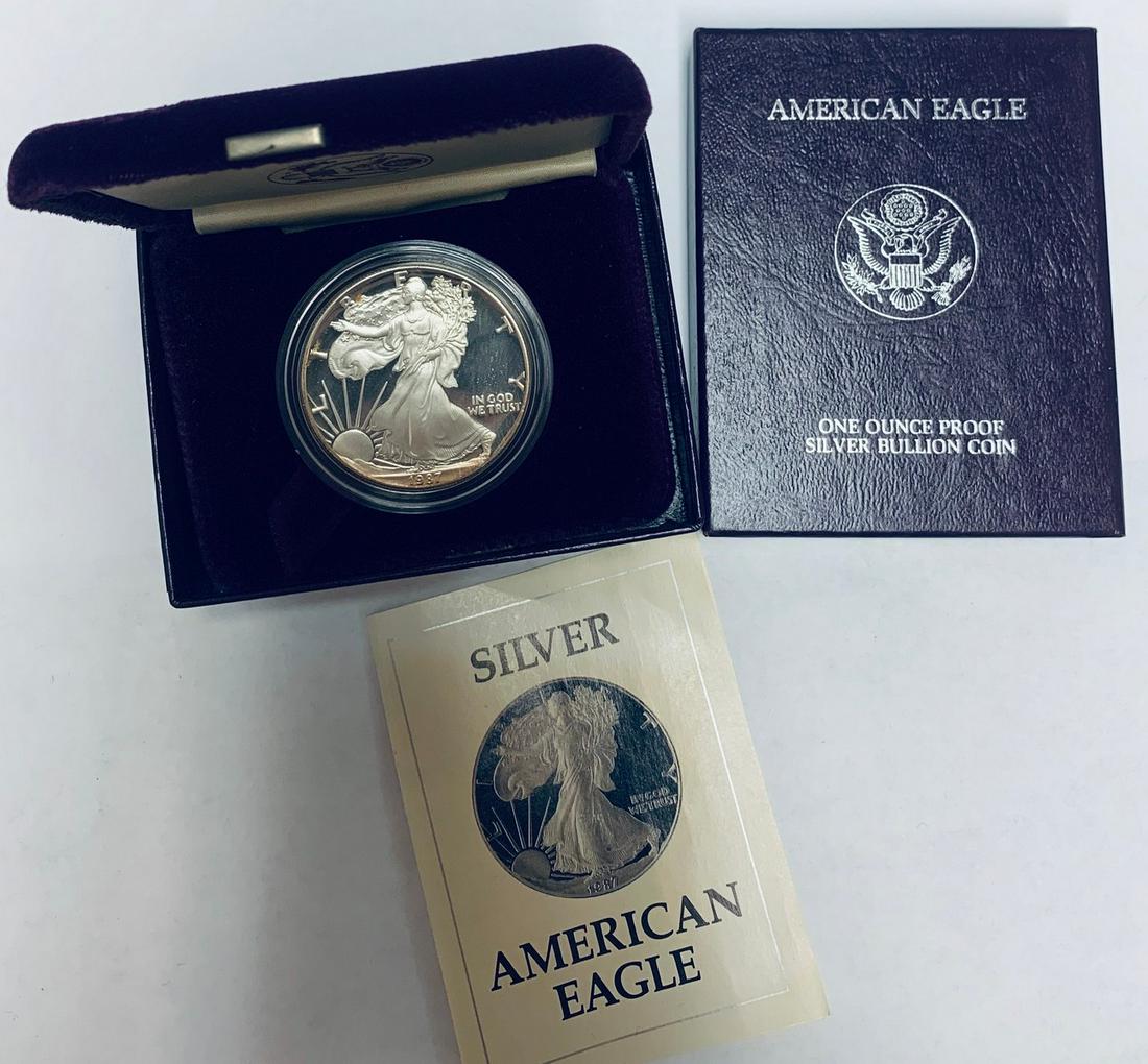 1987-S $1 Proof American Silver Eagle 1 oz ASE in OGP & (1 of 4)