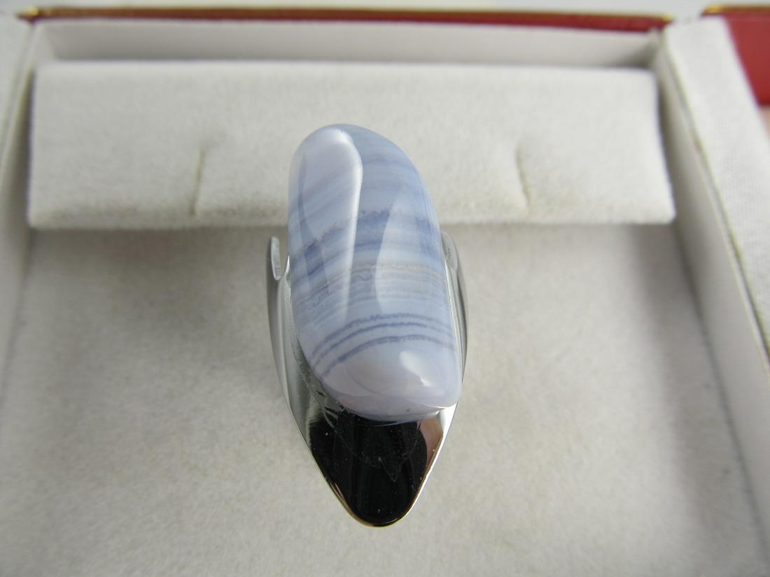 MIGUEL SOUTH AFRICA SILVER TONE RING WITH CARVED AGATE (1 of 5)