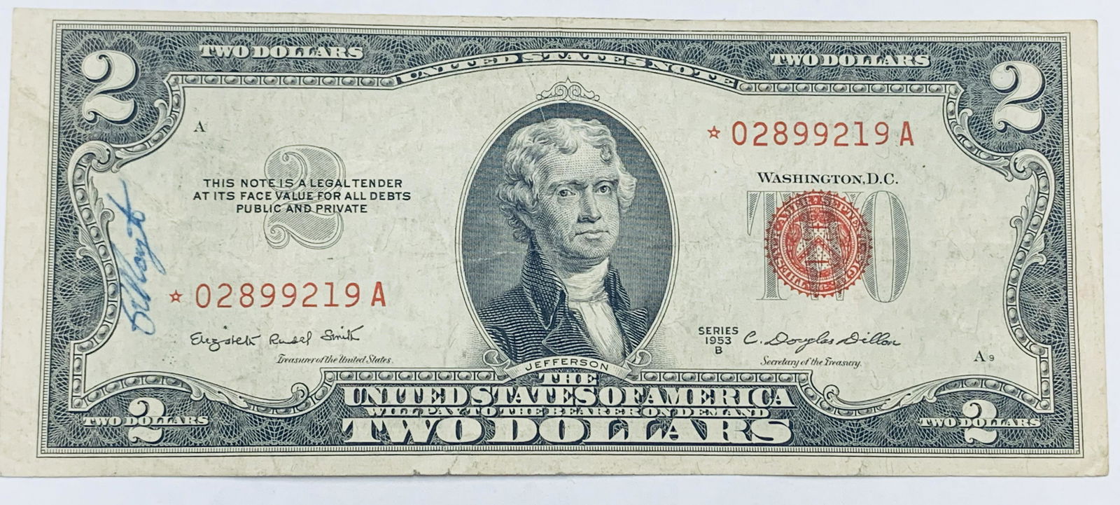 1953B $2 Legal Tender United State Star Notes Red Seal (1 of 2)
