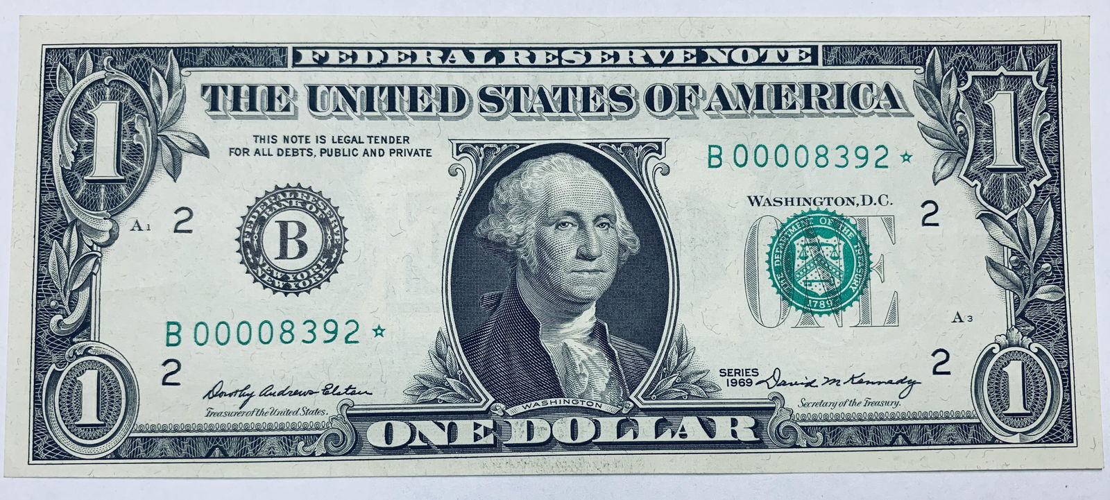 1969 $1 One Dollar Bill Federal Reserve Star Note New (1 of 2)