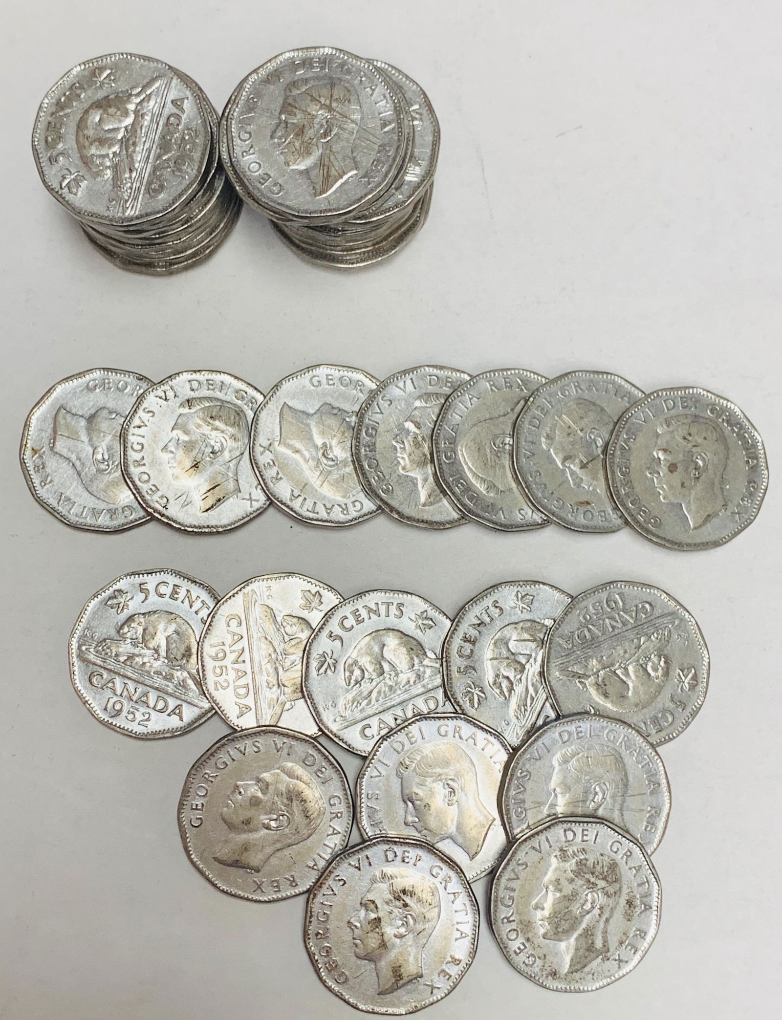 1952 No Mint Mark Canada Nickels Roll of 40 coins (1 of 3)